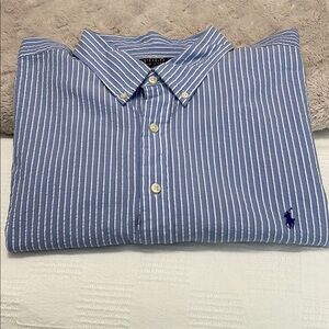 Polo by Ralph Lauren Blue and White Casual Button Down Shirt